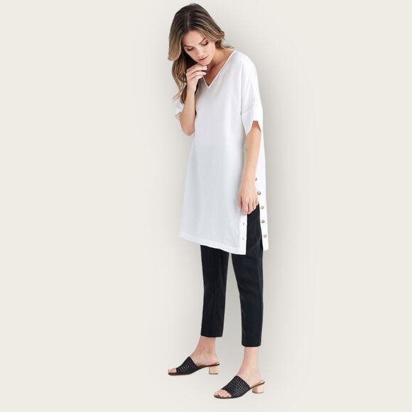 Vetta Linen Tapered Pants | Extra Small XS | Black Tencel Linen Minimalist Work - Picture 2 of 9